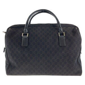 Gucci Black leather bag Boston canvas GG